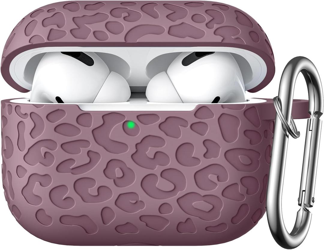 DGege for Airpods Pro 2nd Generation Case Cover Compatible with Airpod Pro Case Cover, Leopard Engraved Skin Cover Compatible with Apple Airpods Pro 2nd/1st Case,Front LED Visible, Smoke Violet