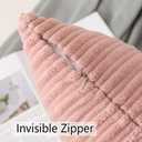 UGASA Corduroy Striped Soft Soild Decorative Square Throw Pillow Covers Set Cushion Cases Pillowcases for Sofa Bedroom, 1 Pc, 26x26 Inch, Baby Pink