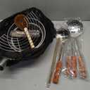 Carbon Steel Wok Traditional Hand Hammered - 13.4" Chinese Woks Round Bottom Wok Pan Set with 8 Pcs Cookware Accessories