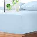 Royale Linens Rayon Derived Bamboo Viscose Fitted Sheet Only - Cooling Fitted Sheets for Bed - Deep Pocket Up to 16" - Organic Viscose Derived from Bamboo - Breathable Bottom Sheet (Lake Blue, King)