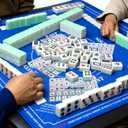 Mahjong Mat with Rules 31.5"x31.5" Anti-Slip Noise Reduction Mah Jongg Mat