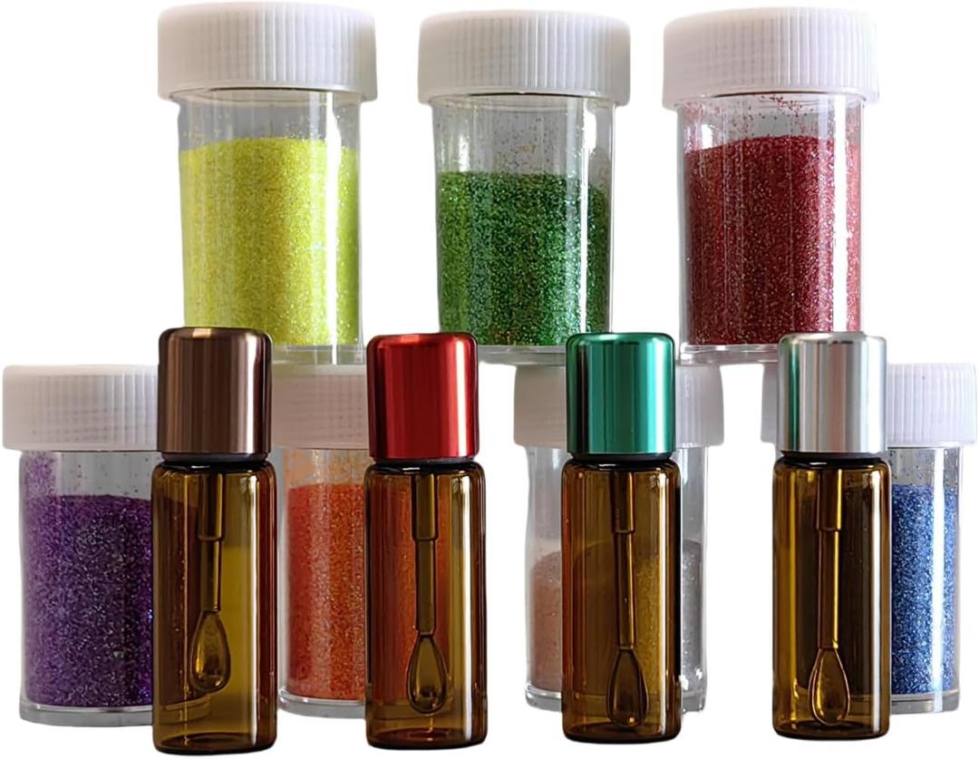 Craft Glitter Vial Set - 4 Pack of 5ml Semi-Transparent Glass Bottles