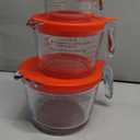 M MCIRCO 6 Pcs Glass Measuring Cups with Lids Set, 1-Cup, 2-Cup, 4-Cup Measuring Jugs with Handle, Nesting Liquid Measuring Cups for Kitchen