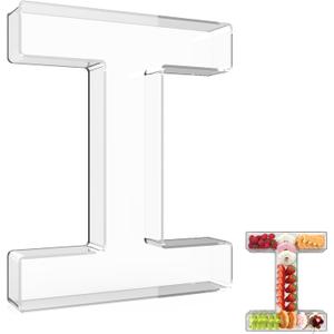13.8" Extra Large Acrylic Letter Charcuterie Board Box, Reusable Fillable Letter Cake Candy Dish Display Serving Tray for Birthday Anniversary Party Decoration (I)