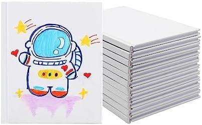 zmybcpack 12 Pack Small White Hardcover Blank Book 4.3x5.5 inch, Hardcover Blank Book for Kid to Write Stories, Draw Sketchbooks (White, 22 Sheets/ 44 Pages Each