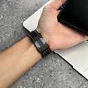 Magnetic Leather Band Compatible with Compatible with Samsung Galaxy Watch 8 40mm/44mm/Classic 46mm 2025,Magnetic Replacement Strap for Galaxy Watch 8 Women Men ((Epsom) Black band+Black Buckle)