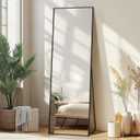 Delma Wall Full Length Mirror,Standing Mirror Full Body,Large Floor for Wall Door Bedroom Bathroom Living Room with Aluminium Frame(with Stand,56x15-Black) (56"L x 15"W, Rect Black)