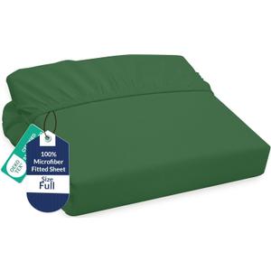 Royale Linens Fitted Sheet Full - Ultra Soft 1800 Brushed Microfiber - Hotel Luxury Bottom Sheets - Wrinkle Free & Fade Resistant - Deep Pocket Fitted Sheet Only (Full, Hunter Green)