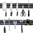 EDSRDUX 15 Inch 2 Pack Black Powerful Magnetic Knife Holder, Kitchen Knife Magnetic Strip Strips, Rust Free Multipurpose Magnetic Knife Rack Use for Kitchen Garage Workshop (15 inch*2 pack, Black）