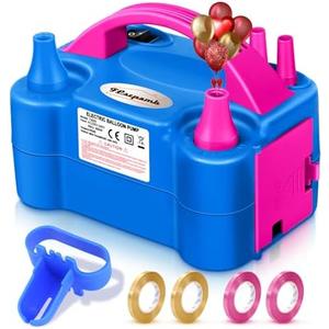 FLSEPAMB Balloon Pump, Electric Balloon Pump, Portable Dual Nozzle 110V 600W Electric Balloon Blower, Balloon Pump for Party Decorations with Tying Tool, Colored Ribbons