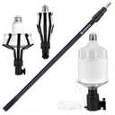 LOVEETA® Gen3 12Ft [18Ft Reach] Extendable Light Bulb Changer Pole for High Ceilings – Telescopic Light Bulb Pole Changer with Bulb Gripper, Chandelier Lights - Jet Black