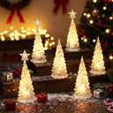 6 Pcs Acrylic Christmas Tree LED Crystal Mini Light up Tree Lighted Christmas Decorations Table Centerpiece Tabletop Figurine Festival Desktop Decor for Bedroom Table (5'',6'')