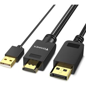 FOINNEX HDMI to DisplayPort Cable 4K, Actvie HDMI to DP Cable Support 4K@60Hz/2K@144Hz, 6.6FT Unidirectional H D M I Source to DP Display for PC, Laptop, AMD, NVIDIA, PS5, Xbox, NS
