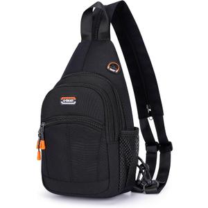 Small Sling Bags for Women Crossbody Backpack Multi-Pocket Adjustable Strap Daypack for Outdoors Hiking Traveling (Black)