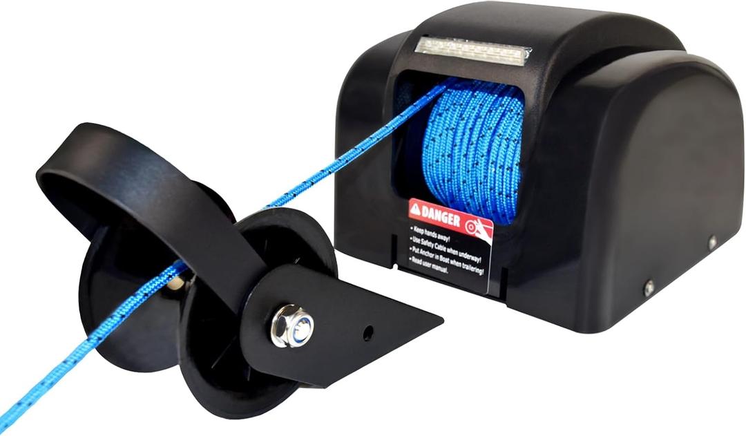 45 LBS Electric Boat Anchor Winch, Saltwater Electric Anchor Winch w/Wireless Remote Control & 98.42ft of Pre-Wound Anchor Rope 12V Marine Windlass Anchor Winch,Black