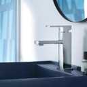 Moen Revyl Chrome One-Handle Single Hole Modern Bathroom Sink Faucet with Optional Deckplate and Spring Loaded Drain Assembly, 84771