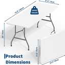 6FT Portable Folding Table 2 Pack, HDPE Foldable Table with Carry Handle | All Weather for Camping, Parties, Picnic & Events Indoor Outdoor - White