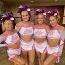 CN 8PCS 7" Breast Cancer Awareness Large Cheer Bows,Hot Pink Ribbon Cheerleading Bows Ponytail Holder for Girls, Glitter Cheer Hair Bows with Elastic Hair Tie for Competition (Pattern B)