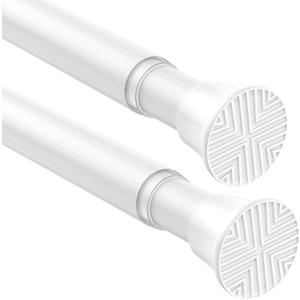2Pack White Tension Curtain Rods18 to 36 Inch,Spring Loaded Curtain Rods No Drilling,Small Tension Rod for Windows Door Closet,Pressure Rod
