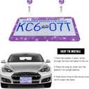 Ohleats Car License Plate Frame, Sparkling Stainless Steel License Plate Frame, Bling Diamond License Plate Holder Cover for Women Men, Universal Exterior Car Accessories (Dark Purple)
