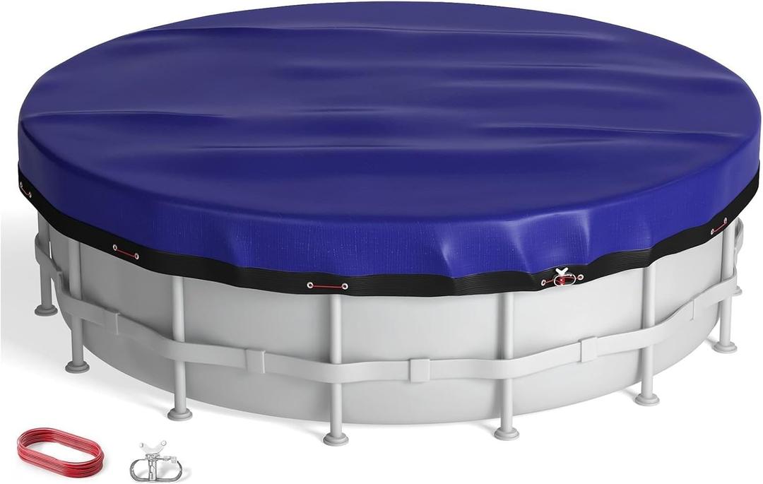 Evoio 10ft Winter Round Pool Cover for Above Ground Pools 10 ft by 30 Circle Pools Covers for Inflatable Hard Metal Frame Swimming Pool or Hot Tub, 10 Feet Heavy Duty Blanket Cover (10 Foot)