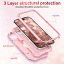 LONTECT for iPhone Air Case Glitter Sparkly Bling 3 in 1 Shockproof Heavy Duty Hybrid Sturdy High Impact Protective Cover Case for Apple iPhone 17 Air 6.5 inch 2025,Rose Gold