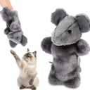 Cat Wrestling Toy Puppet Glove, Mouse Shape Cat Interactive Toy with Protective Pad Plush Animal Hand Puppet Doll for Pet Kitten Indoor Safe Fun Play Gifts, Training and Exercise (Gray)