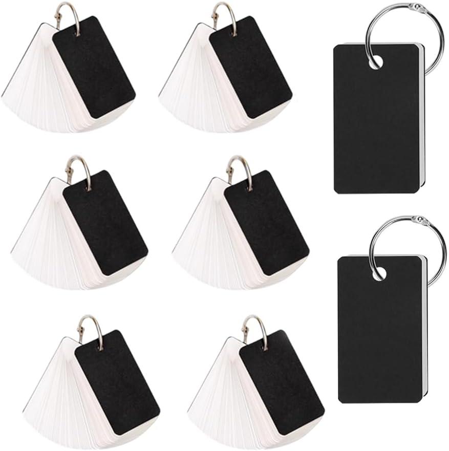 800 Sheet Mini Index Card Binder Refills with Binder Ring,Pocket Teaching Cards,Blank Cards,Bookmark,Note Card 2.75 x 1.5",8pcs Memo Scratch Pads for Memory Learning Studying Office Supplies (Black)