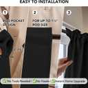 Deconovo Blackout Curtains, Thermal Insulated Rod Pocket Window Drapes, Noise Reducing, Oeko-TEX Certified, Room Darkening Curtains for Bedroom/Living Room, 2 Panels, Black, 42W x 63L