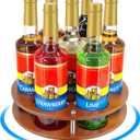 Rotating Coffee Syrup Organizer Rack,Syrup Bottle Stand Holder for Coffee Syrup Station,7 Bottles Storage Display Turntable Tray&Lazy Susan for Syrup,Liquor Wine in Kitchen Countertop (Brown)