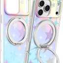 Loheckle for iPhone 17 Pro Max Case with Stand- Compatible with MagSafe Women Girls Cute Girly Aesthetic Unique Design Soft TPU Magnetic Ring Phone Cover for Apple 17 Promax, Stars