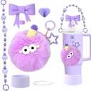 Stanley Cup Accessories Set, Stanley Accessories 30&40 oz,Bow Straw Cover for Stanley, Water Bottle Handle Strap, Boot for Stanley Cup, Beautify Your Cup, Unique Gifts for Women (Purple)