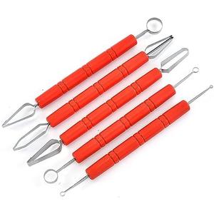 4 Pieces Fruit Carving Tool Fruit Sculpting Tool Stainless Steel Clay Sculpting Tool Pottery Sculpting Tool Clay Carving Tool Pottery Carving Tool Clay Molding Tool Pottery Molding Tool, Red