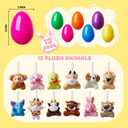 HIKISS 12 Pcs Easter Eggs with Mini Stuffed Animal Plush Toys Easter Basket Stuffers Filler for Kids Toddler Boys Girls Egg Hunt Party Favors Classroom Prize Supplies