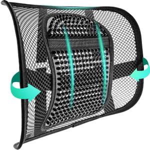 Samyoung Mesh Back Lumbar Support, Back Support Seat Cushion with Breathable Mesh for Office Chairs Car 12 x 16 (Black)