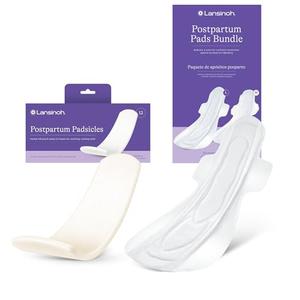 Lansinoh Cool Relief Postpartum Care Kit – 7 Count Witch Hazel Perineal Ice Packs with Aloe Vera +Count Heavy Absorbency Postpartum Maxi Pads with Wings, 2 Sizes for Day and Night Use
