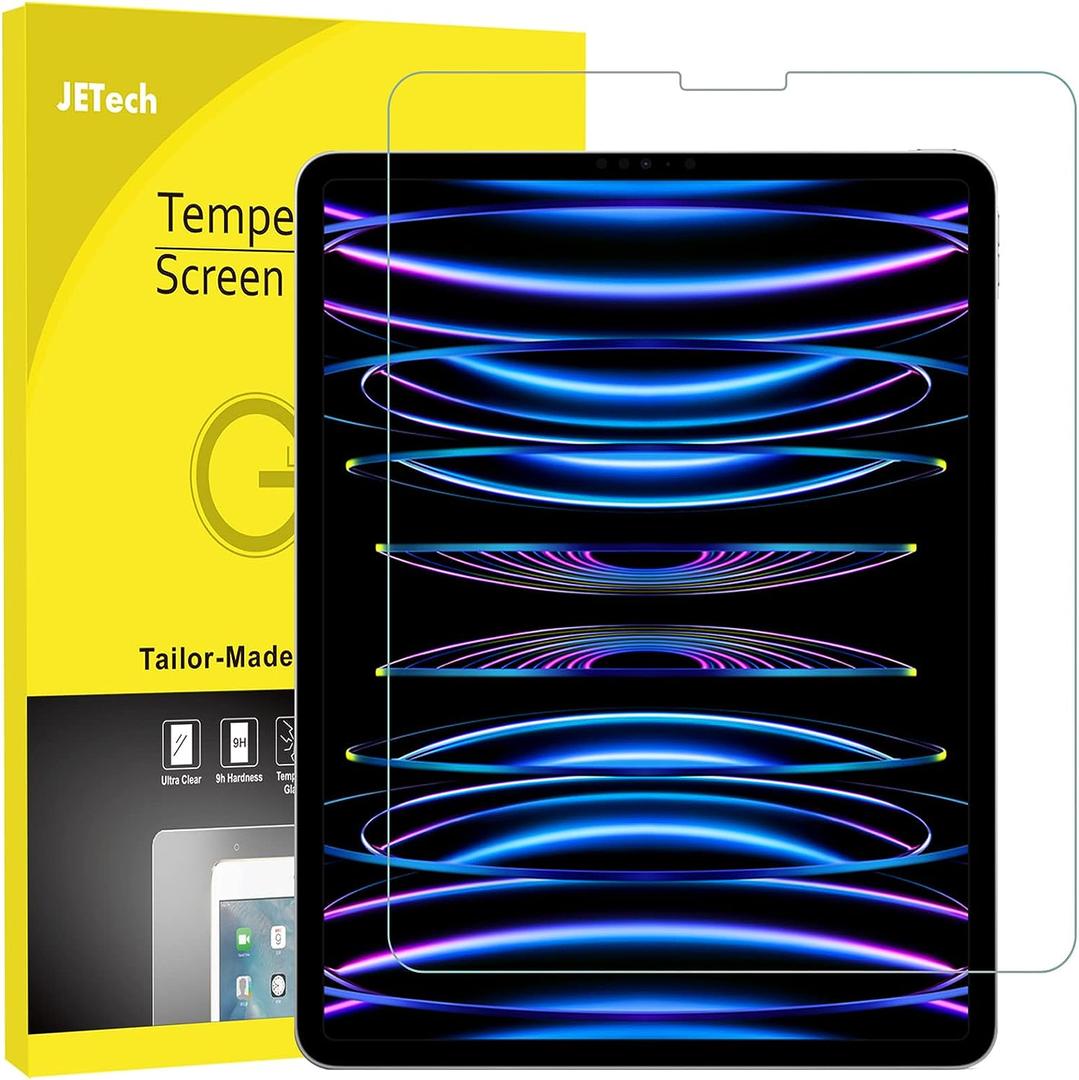 JETech Screen Protector for iPad Pro 12.9-Inch 2022/2021/2020/2018 (6th/5th/4th/3rd) Model, Edge to Edge Liquid Retina Display, Face ID Compatible, Tempered Glass Film, 1-Pack
