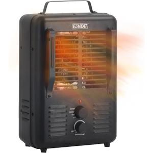 EZ-HEAT 1,500-Watt Portable Milkhouse Style Utility Space Heater with Adjustable Thermostat, Overheat Protection, and Safety Tip-Over Switch, Matte Black, MTFH-01C-MB