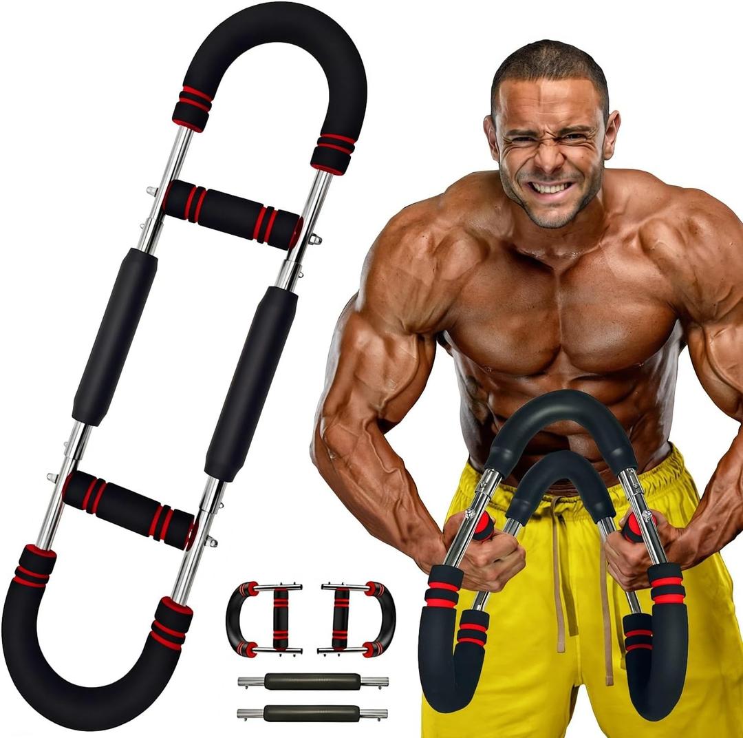 Latest-Gen Twister Arm Trainer, 40-100lb Adjustable Power Spring Workout Bar, Forearm Triceps Chest Exerciser Strengthener, Detachable Portable Home Fitness Equipment for Enhancing Upper Body Muscle