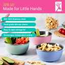 Elk and Friends Stainless Steel Bowls with Silicone Sleeve for Babies & Toddlers | Lids Included | Stay Put Suction | Cereal & Snack Bowls | 4 Pack, Width 4.7/12cm, Height 2/5cm