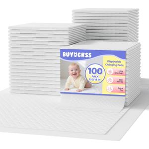 Disposable Changing Pad Liners 100 Count  13x18 Inches Ultra Soft Super Absorbent Waterproof Baby Diaper Changing Pads White  Leak Proof Baby Changing Mat Liners for Home & Travel