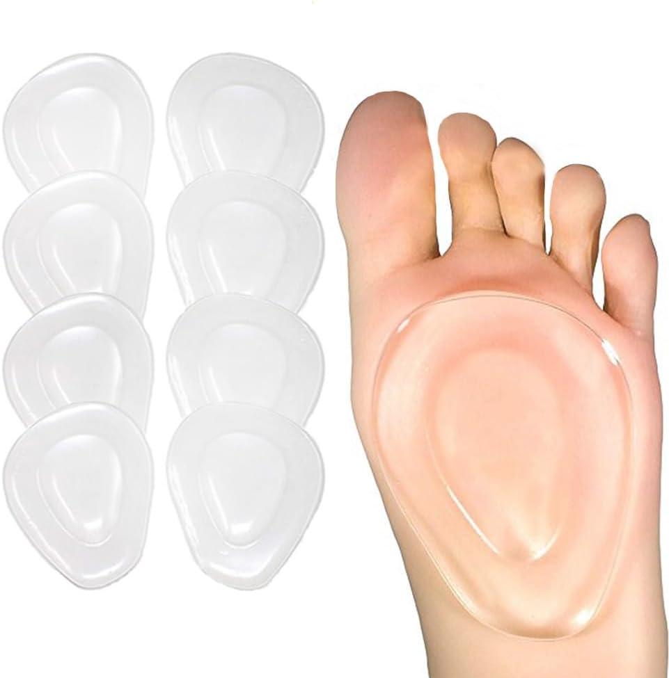 Metatarsal Pads Ball of Foot Cushions 8 Pack Gel Ball Feet Pads Mortons Neuroma Callus Foot Pain Relief Bunion Forefoot Support for Women Men