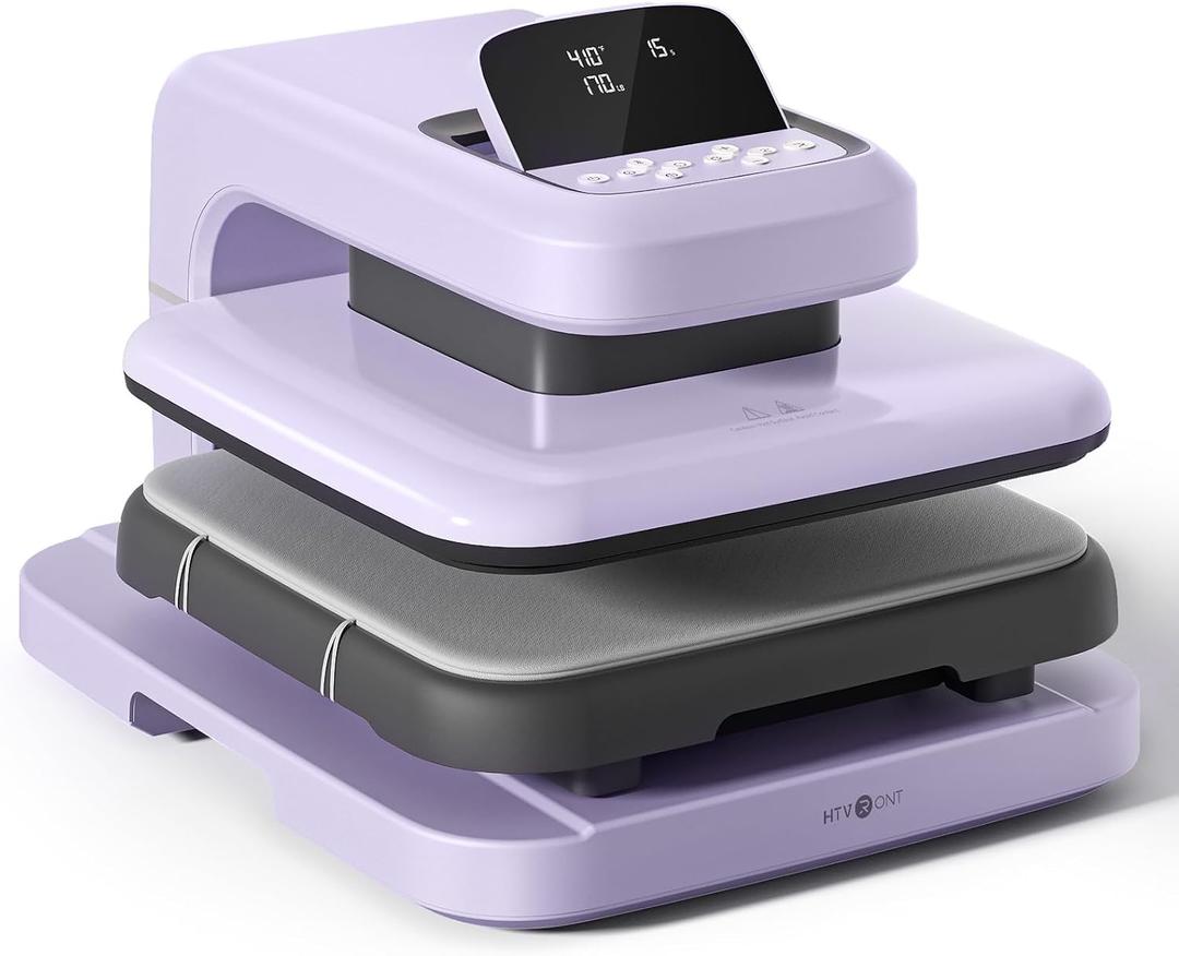 HTVRONT Auto Heat Press 2 - Heat Press Machine for T Shirts with Adjustable Pressure & Higher Heating Height, Heats Up Fast & Evenly Heat Press 15x15 for HTV, Sublimation, Heat Transfer Projects (Lavender Purple)