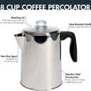 Primula Stovetop Coffee Percolator, Premium Stainless Steel Coffee Maker with Reusable Filter Basket, Non-Drip Spout, Glass Knob Brew Indicator and Heat Resistant Handle, Dishwasher Safe, 8 Cup
