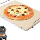OG900 Pizza Stone with Rack for Ninja Woodfire OG800/OG900 Series XL Grill Accessories, Rectangle Baking Stone for Ninja OG850 OG951 OG952 Pro Connect XL Grills, Pizza Accessories for Pizza Oven