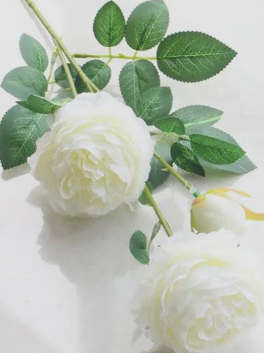 Artificial Peony Flowers European Style 3 Headed Foreign Peony High Density Silk Cloth Simulation Flower Peonies Bouquet for Wedding Party, Home Office Table Arrangements(#1)