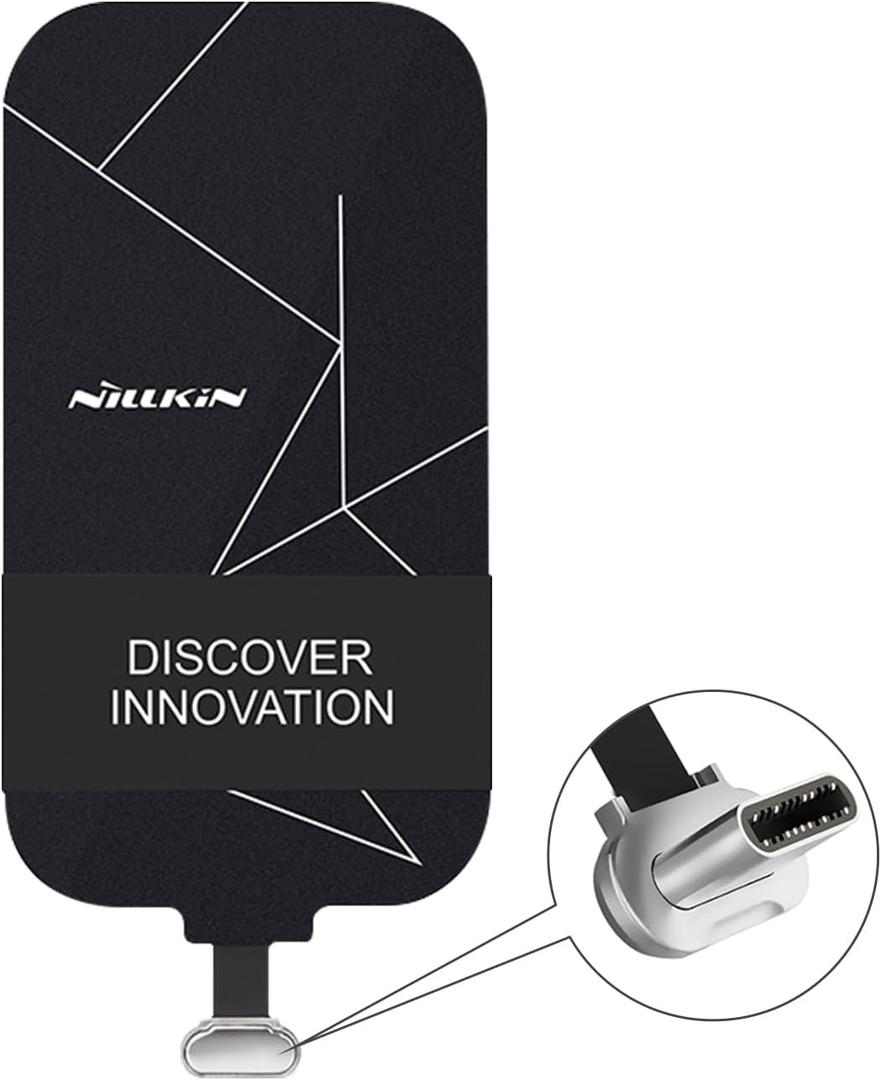 Nillkin Wireless Charging Receiver and Adapter, Qi Wireless Charger Receiver Module for Google Pixel, Samsung Galaxy A51/A52/A53/A54/A55, LG and Other USB C Phones, Type C Short