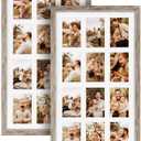 12 Opening 4x6 Distressed White Collage Picture Frames Set of 2, Multiple Frames for Displaying 6x4 Photos with Mat