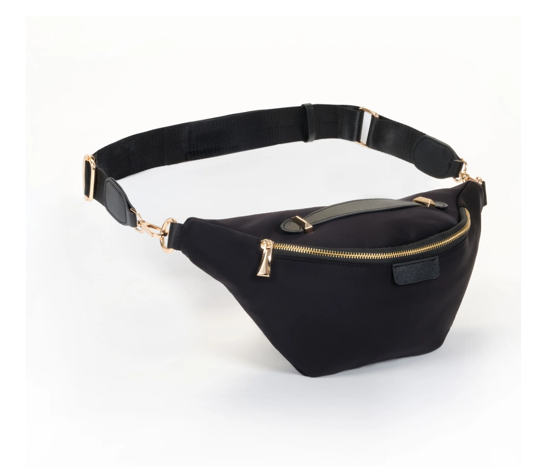 Black Oversized Fanny Pack, Plus Size Crossbody Bag with Adjustable Belt Straps, Fits 42-54 Inch Waist