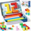 52 PCS Magnetic Blocks with Metal Box, 0.8in Mini Building Cubes Protable Travel Airplane Classroom Toys for Kids Ages 3+, STEM Educational Building Set for Toddlers Boys & Girls Birthday Gifts